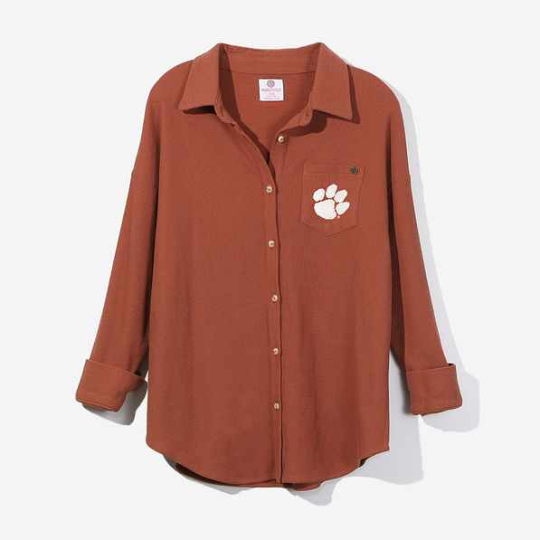 Clemson Waffle Button Down Shirt