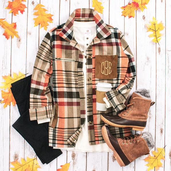 plaid shirt jacket fall outfit