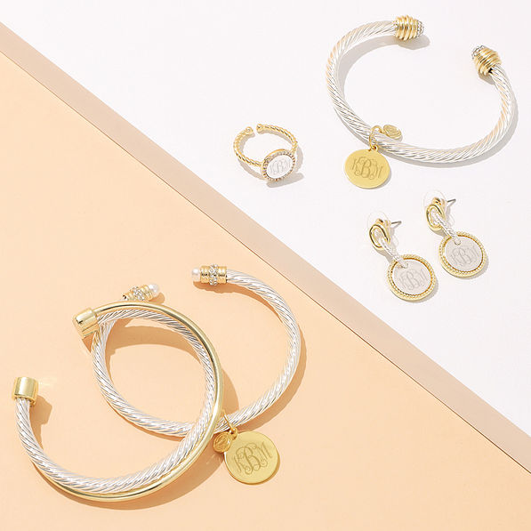 Monogrammed Adjustable Cable Ring