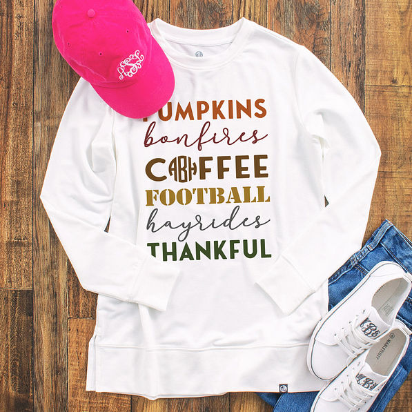 personalized fall words crewneck sweatshirt