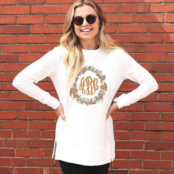 personalized autumn wreath crewneck sweatshirt