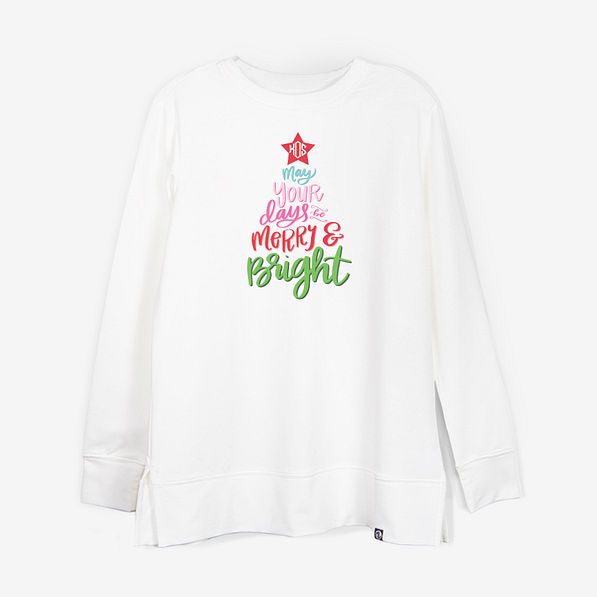 personalized christmas crewneck sweatshirt merry and bright