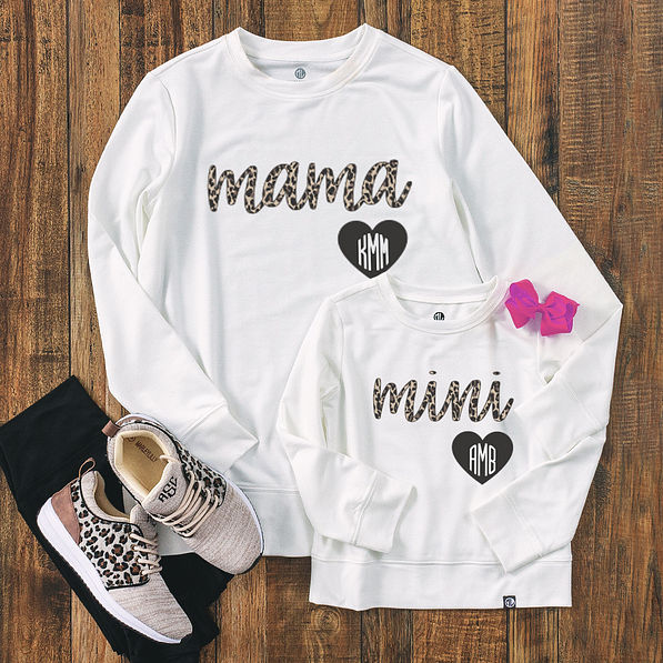 mama and mini monogrammed crewneck sweatshirts