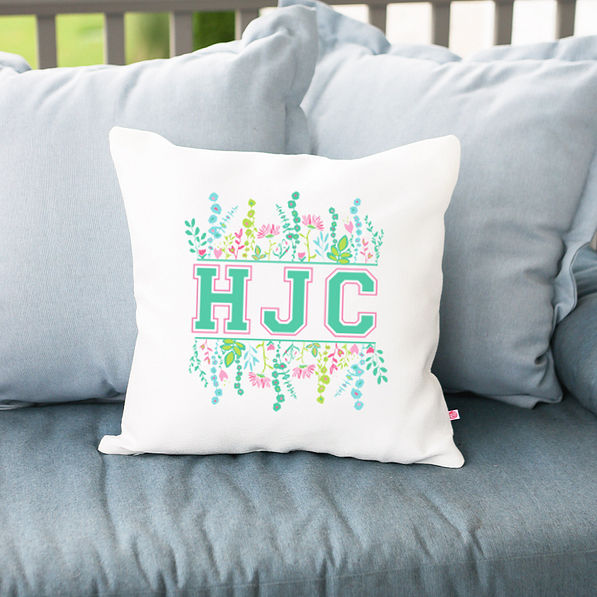 personalized pillow with spring varsity design