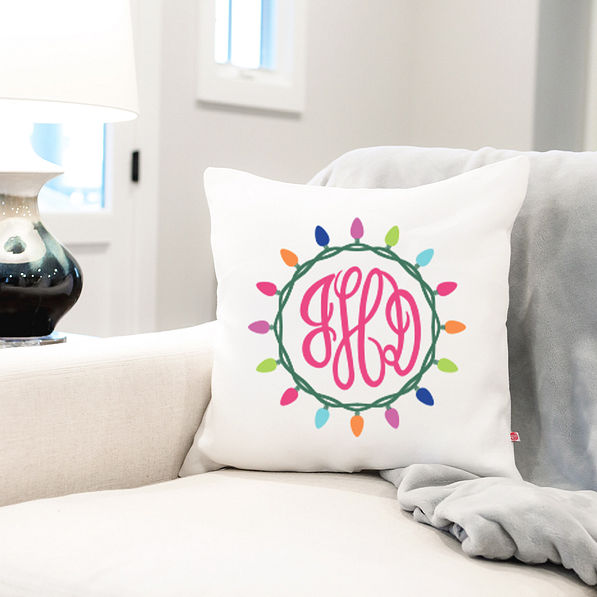 holiday lights christmas pillow sham on couch