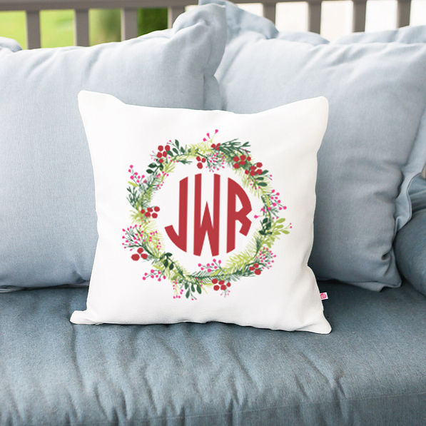 holiday wreath christmas pillow sham on swing