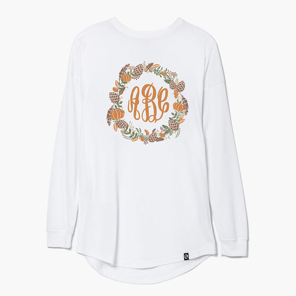 personalized long sleeve shirt autumn wreath