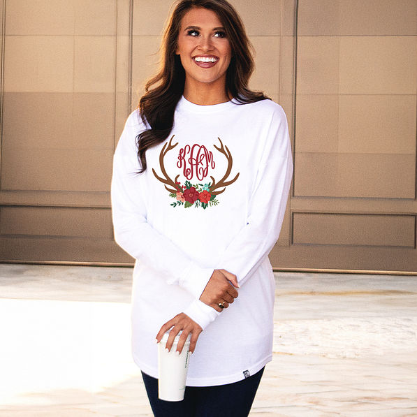 personalized long sleeve shirt with antlers