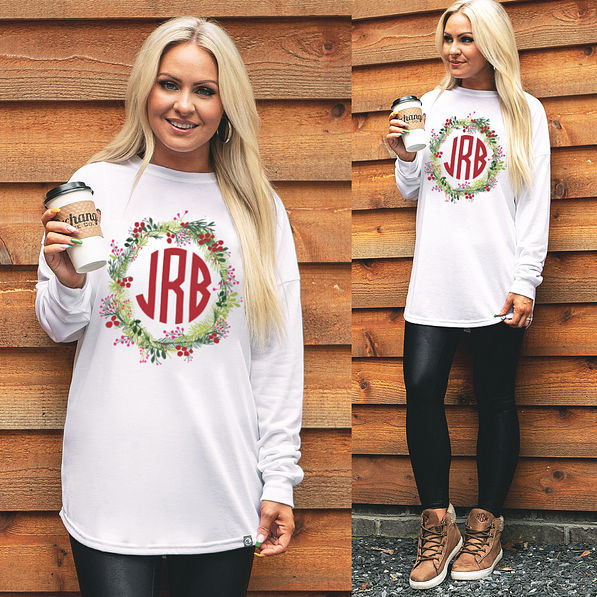 christmas-wreath-monogram-on-white-long-sleeve-shirt