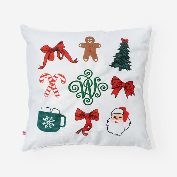 monogrammed christmas pillow sham in christmas grid flourish initial