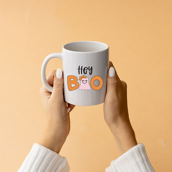 Festive Halloween Coffee Mug | Hey Boo White Mug