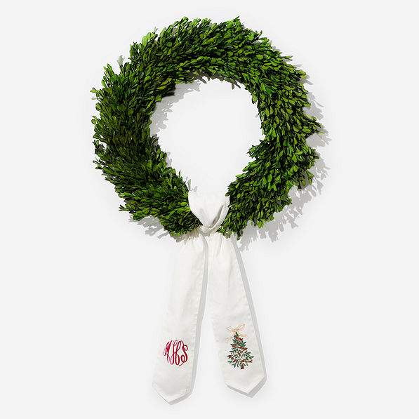 Personalized Christmas Wreath Sash in Christmas Tree