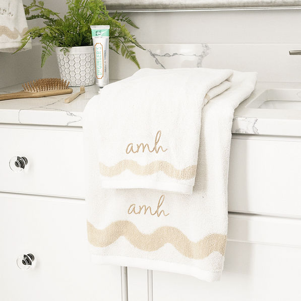 bath towel set in bathroom