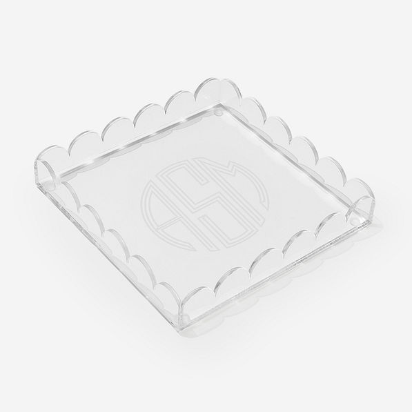 Monogrammed Scallop Acrylic Valet Tray