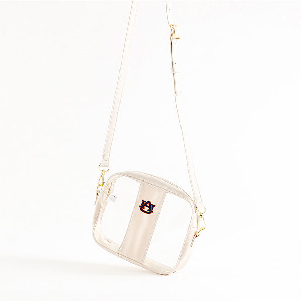 bone clear stadium crossbody bag studio shot