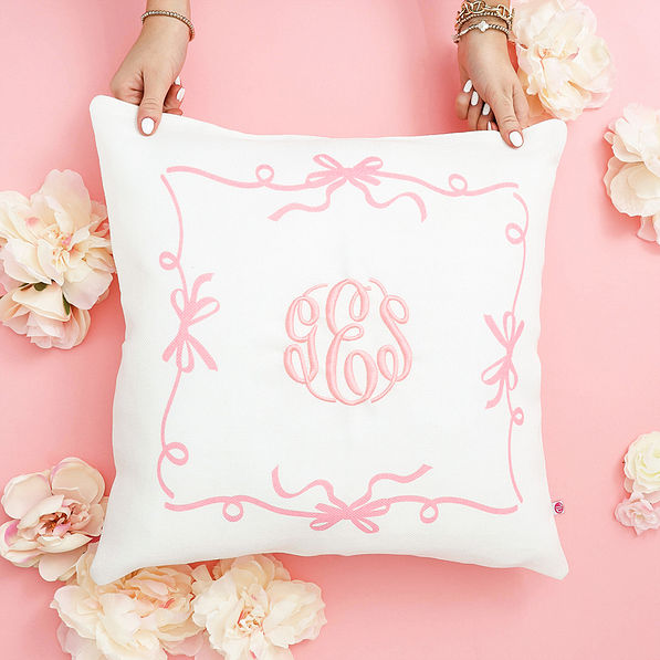 bow pillow sham on pink background fall 2025