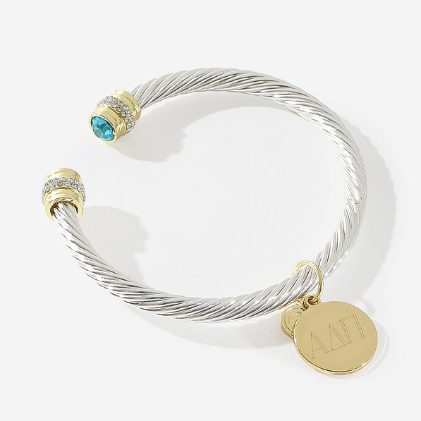 Alpha Delta Pi Cable Bracelet in Aqua | Officially Licensed Sorority Jewelry