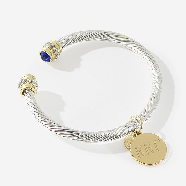 Kappa Kappa Gamma Cable Bracelet in Blue | Officially Licensed Sorority Jewelry