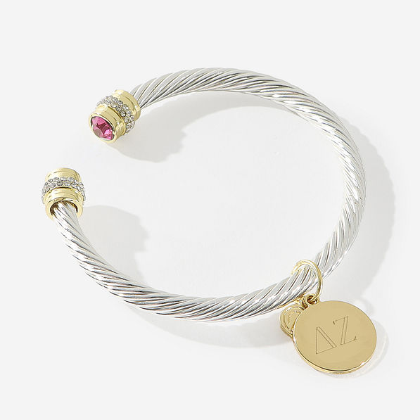 Delta Zeta Cable Bracelet in Pink | Officially Licensed Sorority Jewelry