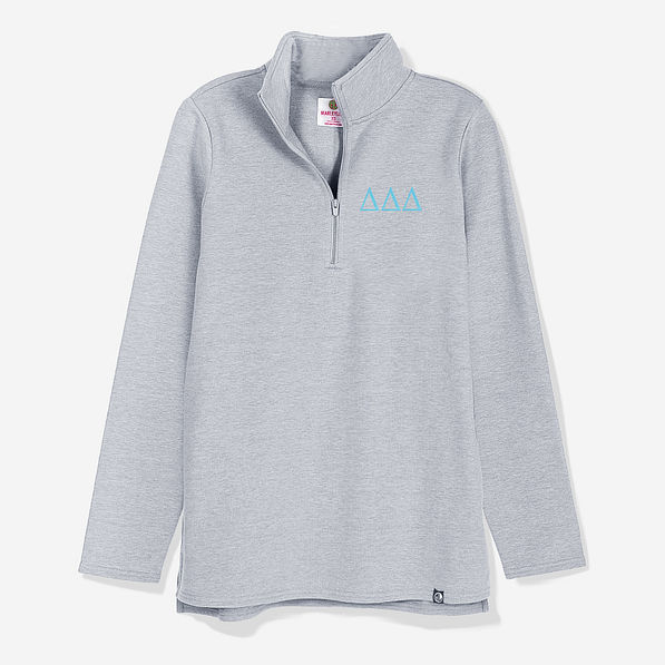 Delta Delta Delta Pullover Sweatshirt in Heathered Gray | Custom Sorority Quarter Zip