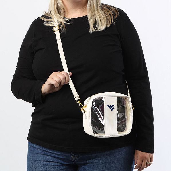 west virginia clear stadium crossbody bag in bone on meredith