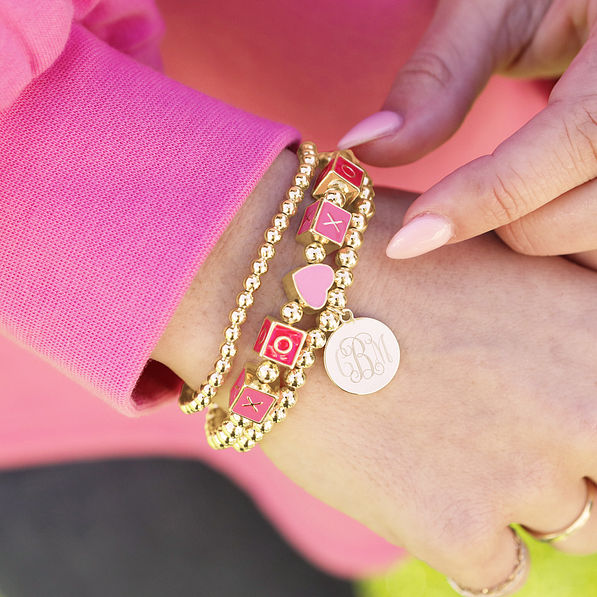 heart bracelet set on wrist