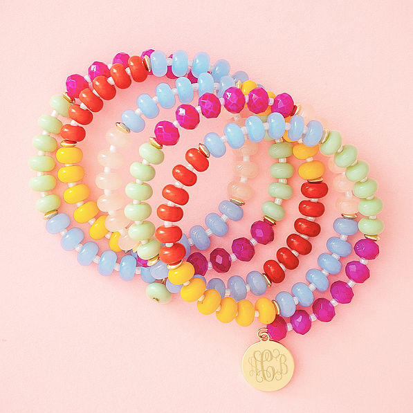 multi colored monogrammed bracelet