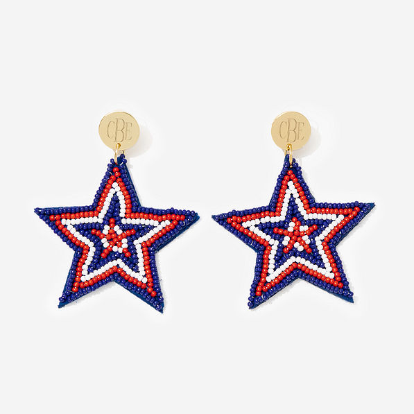 Monogrammed Patriotic Earrings in Americana