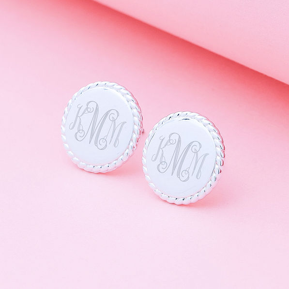 close up monogrammed nala earrings