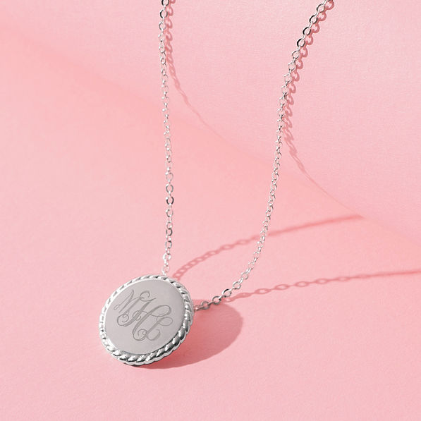 nala engraved monogrammed silver necklace