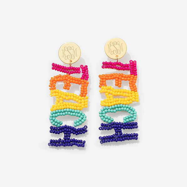 Monogrammed Teacher Earrings in Multi