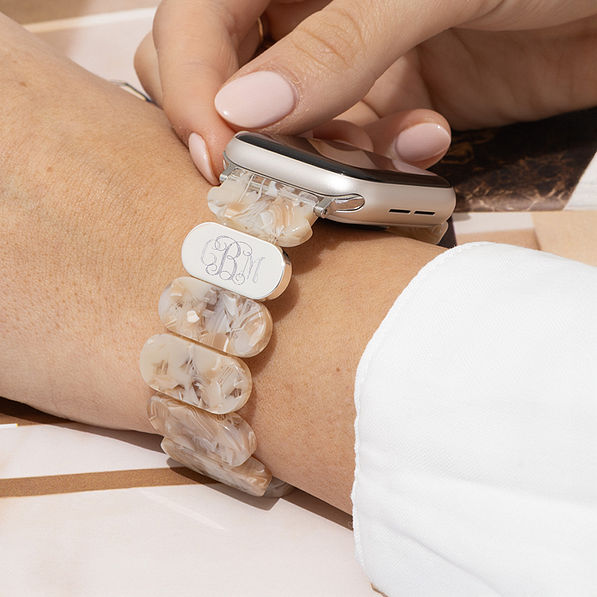 ivory scallop watch band on wrist