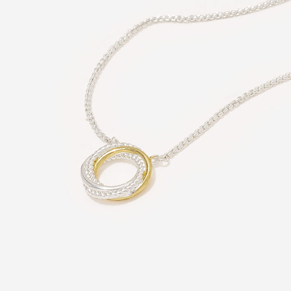 cable pendant necklace in silver and gold