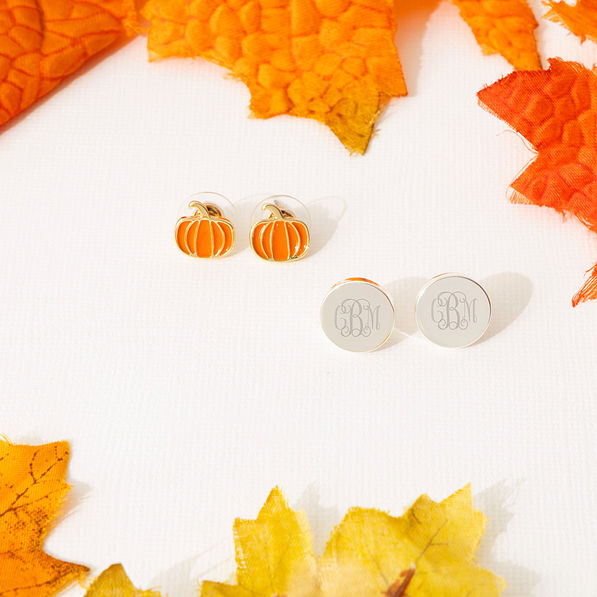 Pumpkin earrings with leaves