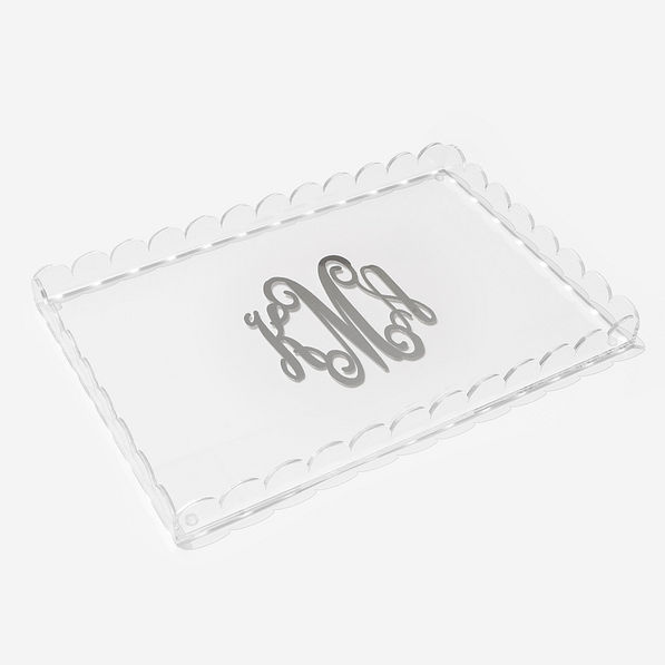 Personalized Scallop Acrylic Tray Vinyl