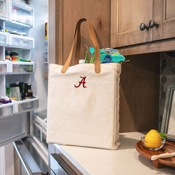 alabama canvas bag in kitchen