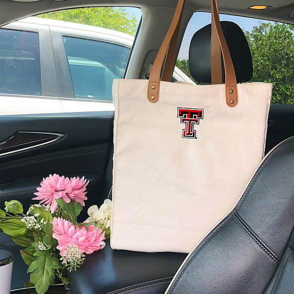 texas tech red raiders ivory canvas tote car pic