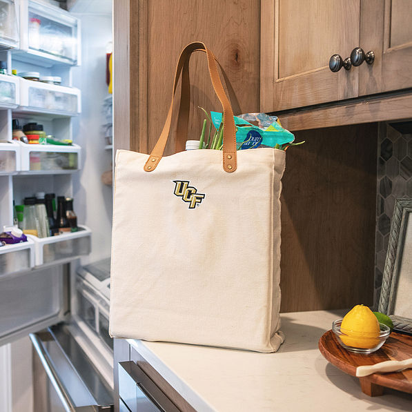 ucf Knights ivory canvas tote on counter