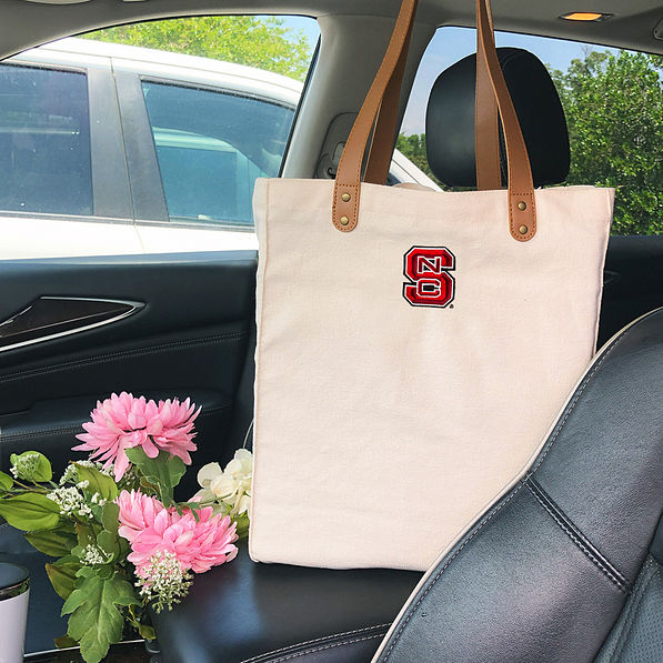 nc state wolfpack ivory canvas tote car pic