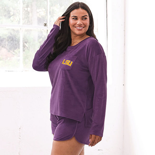 lsu tigers softspun lounge set in purple on julia