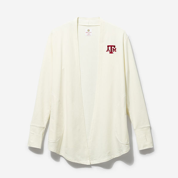 texas a and m aggies sweatshirt cardigan in heathered oatmeal