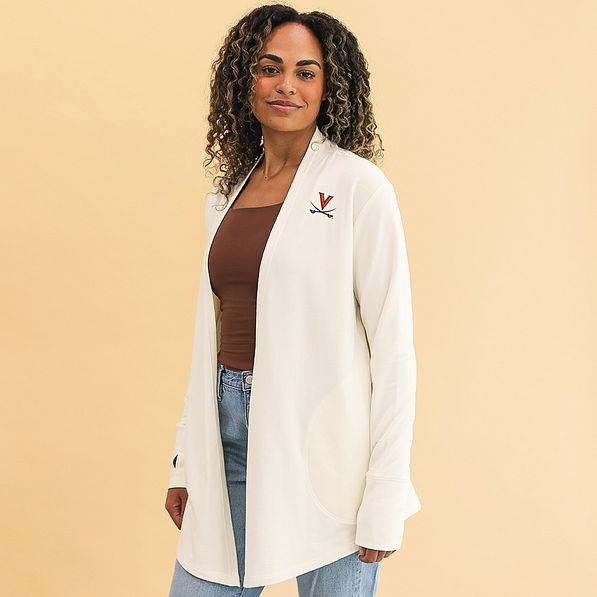 side of virginia cavaliers ivory sweatshirt cardigan
