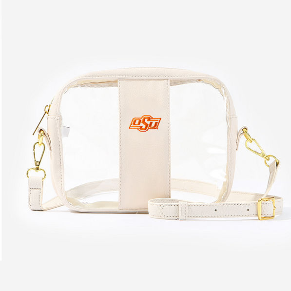 oklahoma state clear stadium crossbody bag in bone