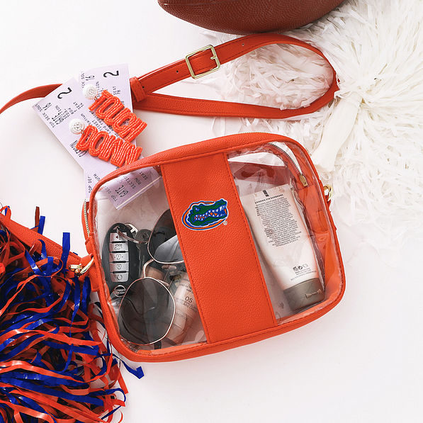 florida orange personalized clear stadium crossbody