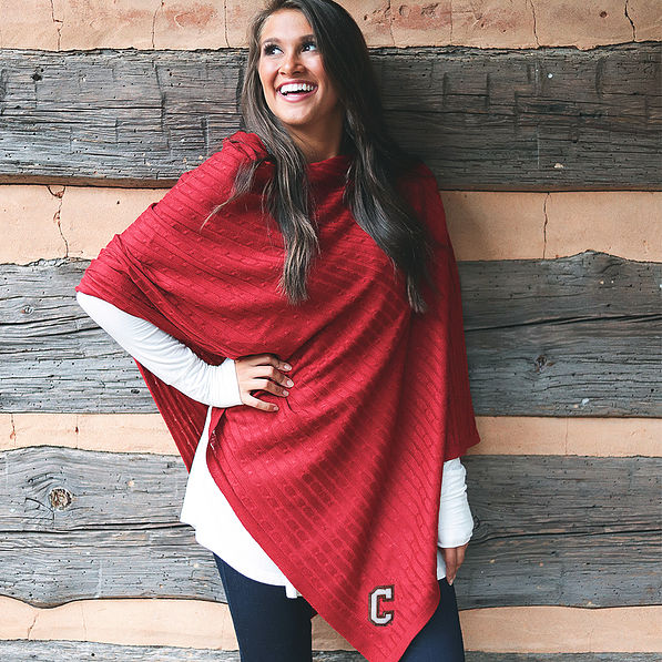 college of charleston crimson poncho with jeans