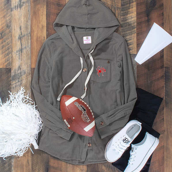 richmond spiders charcoal waffle shacket flatlay