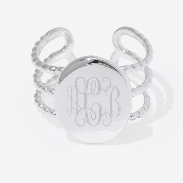 Monogrammed statement ring in silver