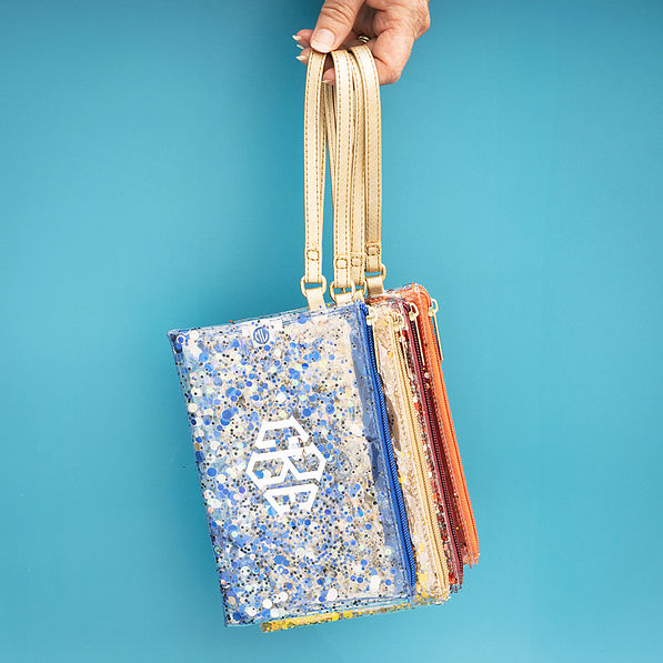 Monogrammed Glitter Wristlet Pouch