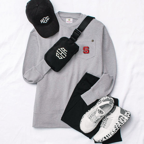 nc state wolfpack heathered gray sweatshirt with belt bag