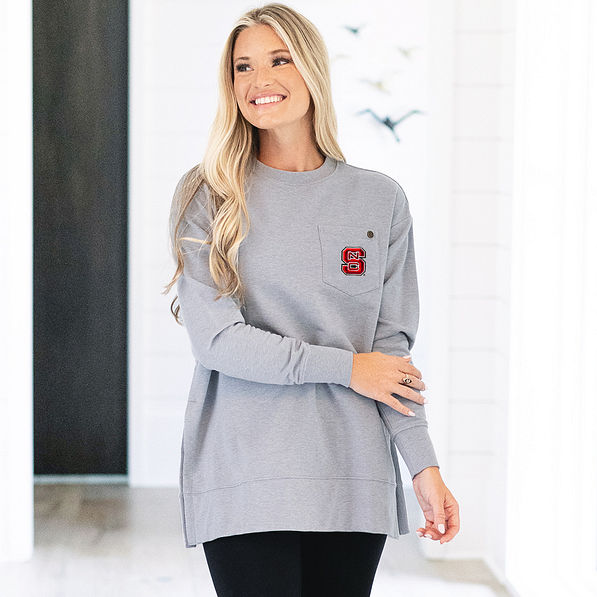 nc state heared grey crewneck sweatshirt with leggings